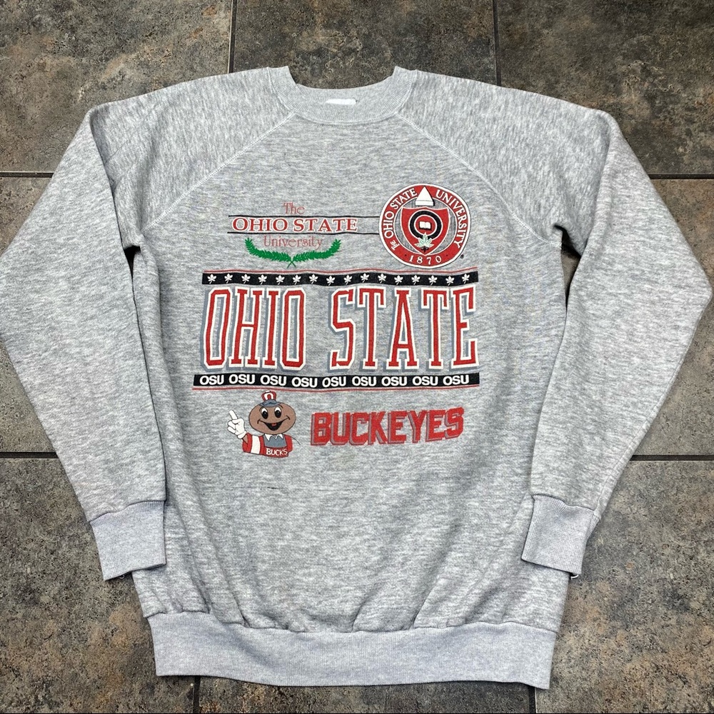 VTG 80’s NCAA Ohio State Buckeyes Pullover Crewneck Sweatshirt Size XL